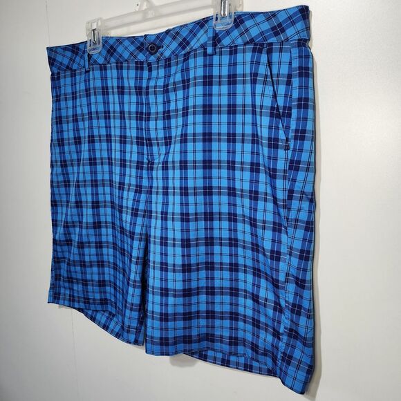 Under Armour Performance Mens Blue Plaid Golf Shorts Flat Front 40R Used - Picture 2 of 11